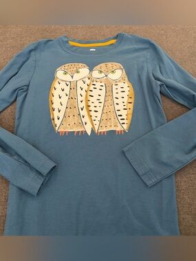 Tea Collection Blue Long-Sleeve Owl Tee